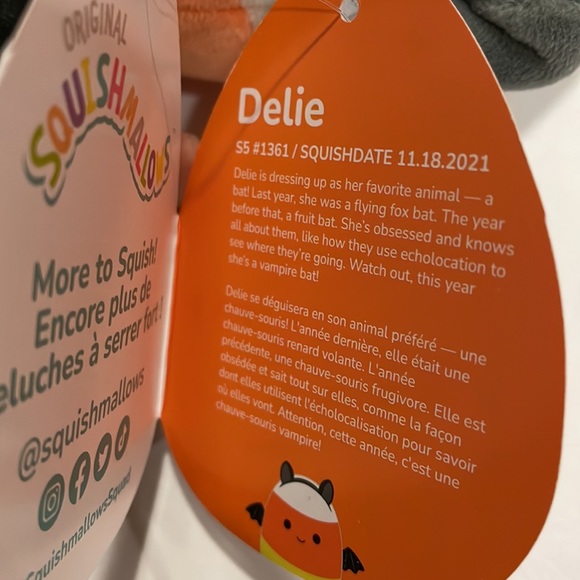 Delie Candy Corn Bat Squishmallow 2022 6/7”Halloween Plush Toy. - Picture 7 of 8